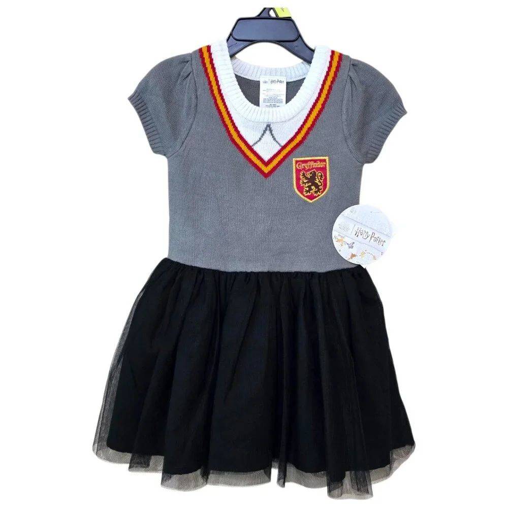 Harry Potter Gryffindor Toddler Girl Dress Up Sweater Dress Short Sleeve 12M-3T
